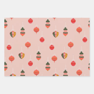 Christmas ornaments pattern wrapping paper sheet