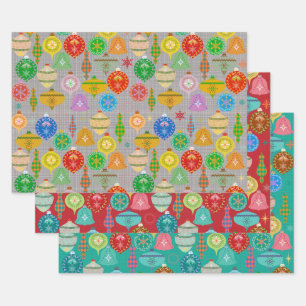 Christmas ornaments pattern wrapping paper sheet
