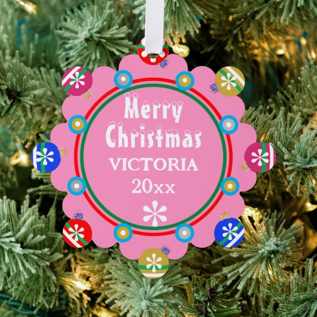 Christmas Ornaments Pink Red Girl NAME (Insitu (Tree))