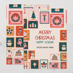 Christmas ornaments postage stmaps holiday card