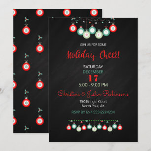 Christmas Ornaments Red Green Chalkboard Invitation