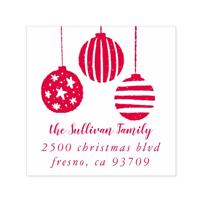 Christmas Ornaments Return Address Self-inking Stamp (Design)