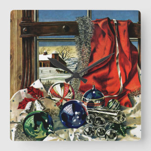 Christmas Ornaments Square Wall Clock