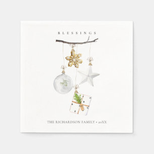 Christmas Ornaments Star Cookie Chime Blessings Napkin