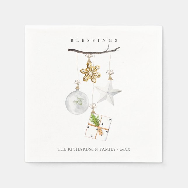 Christmas Ornaments Star Cookie Chime Blessings Napkin (Front)