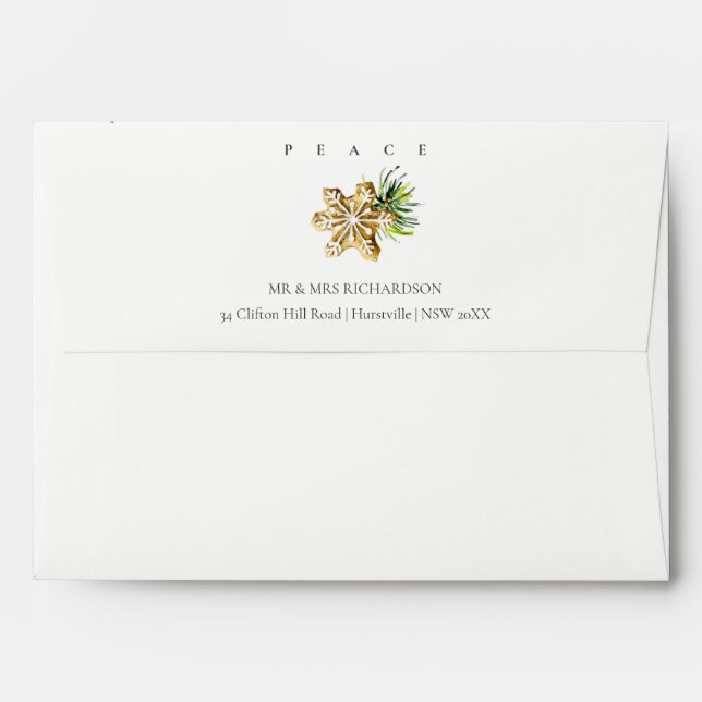 Christmas Ornaments Star Cookie Chime Peace Envelope (Back (Top Flap))