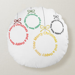 Christmas Ornaments Text Design Round Pillow