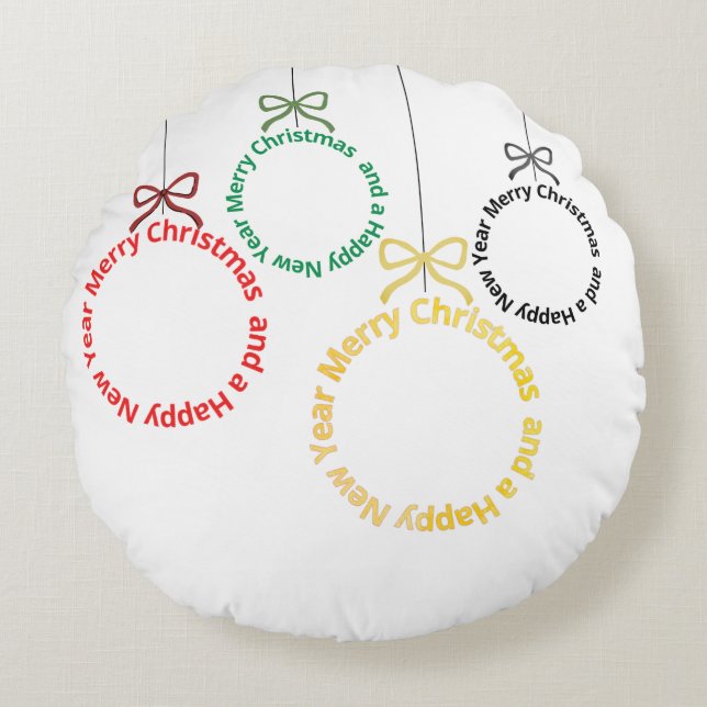 Christmas Ornaments Text Design Round Pillow (Front)