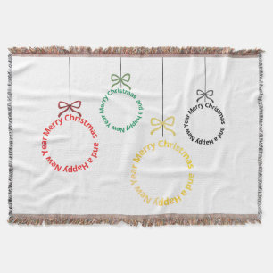 Christmas Ornaments Text Design Throw Blanket