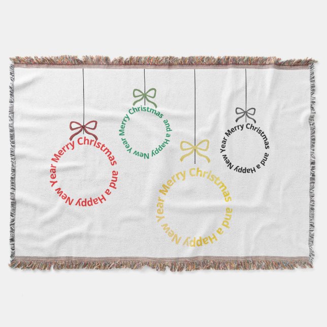 Christmas Ornaments Text Design Throw Blanket (Front)