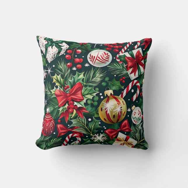Christmas Ornaments Throw Pillow (Front)