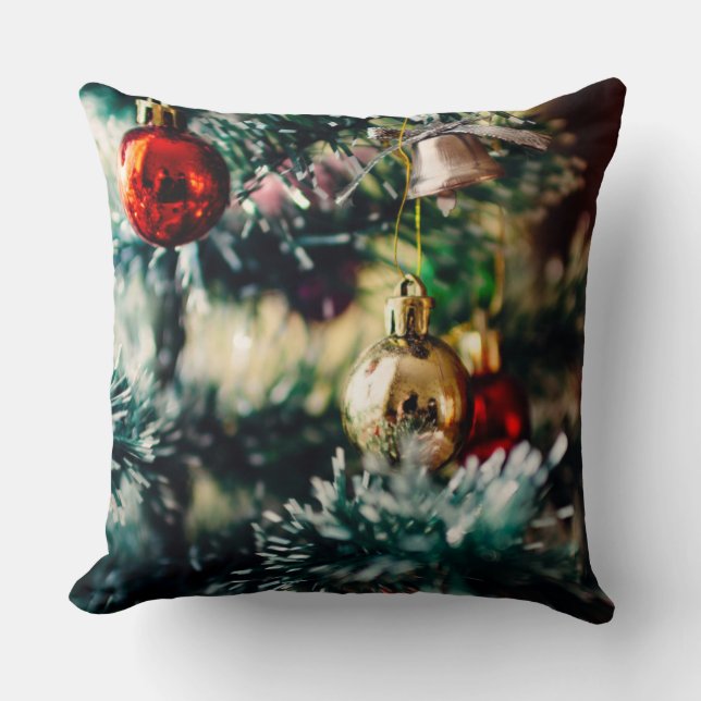 Christmas Ornaments Throw Pillow (Front)