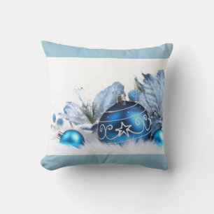 Christmas Ornaments Throw Pillow/Blue Pillow