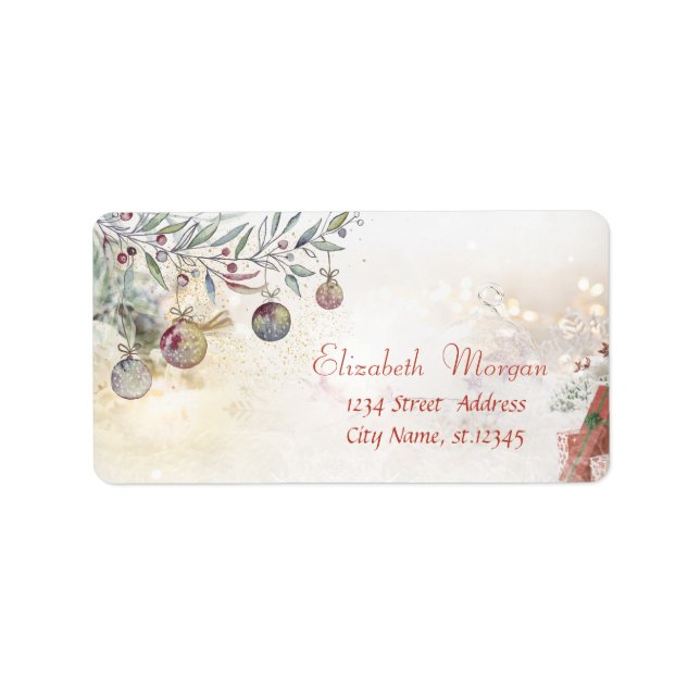 Christmas Ornaments,Tree Branches Presents Label (Front)