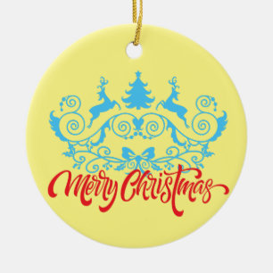 Christmas, ornaments twin reindeer 19 L Yellow BG