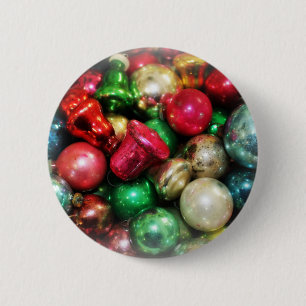 christmas ornaments vintage still life 2 inch round button