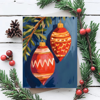 Christmas Ornaments Watercolor Holiday Postcard