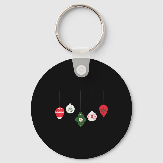 Christmas Ornaments Winter Holiday Seasonal  Keychain (Front)