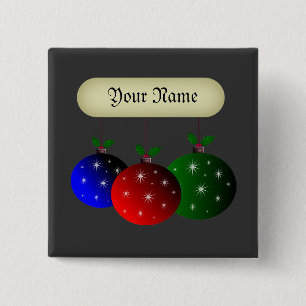 Christmas ornaments with snowflakes. Add your name 2 Inch Square Button