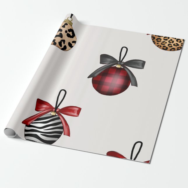 Christmas Ornaments Wrapping Paper (Unrolled)
