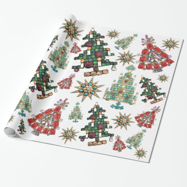 Christmas Ornaments Wrapping Paper (Unrolled)