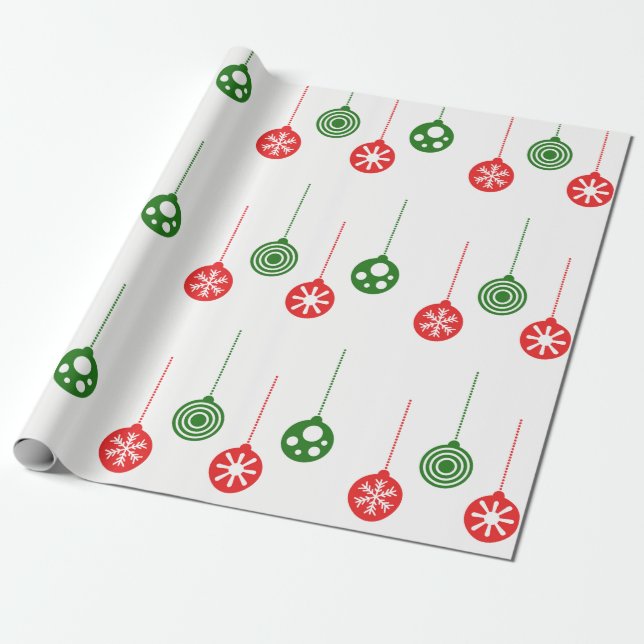 Christmas Ornaments Wrapping Paper (Unrolled)