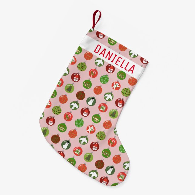 Christmas Ornaments Xmas Balls Charming Holiday Small Christmas Stocking (Front (Hanging))