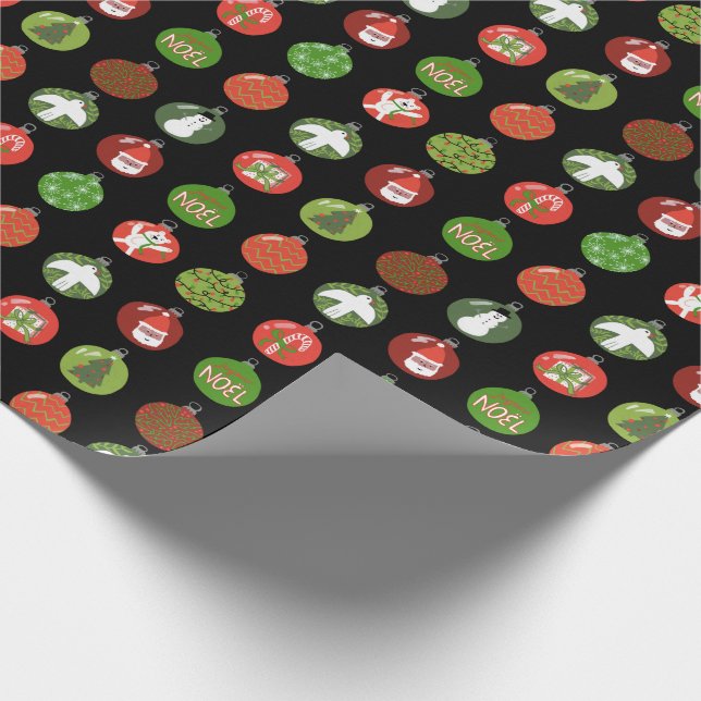 Christmas Ornaments Xmas Balls CUSTOM Holiday Wrapping Paper (Corner)