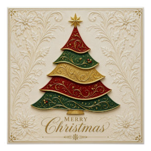 Christmas Ornate Gold Enamel Tree Poster