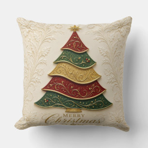 Christmas Ornate Gold Enamel Tree Throw Pillow
