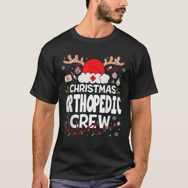Christmas Orthopedic Crew Reindeer Santa Ortho Nur T-Shirt (Front)