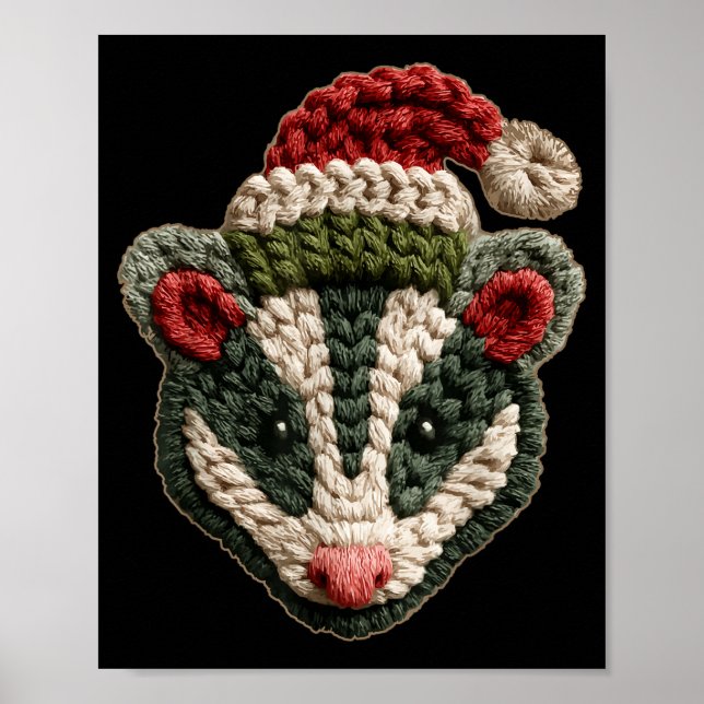 Christmas Ossum Santa Hat Forest Animal Winter Aes Poster (Front)