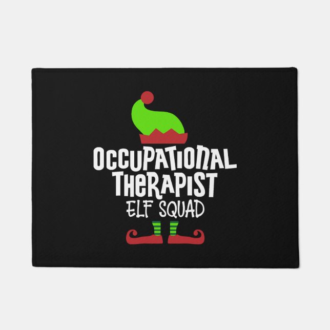 Christmas OT elf Occupational therapist Doormat (Front)