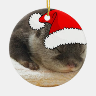 Christmas Otter Ceramic Ornament