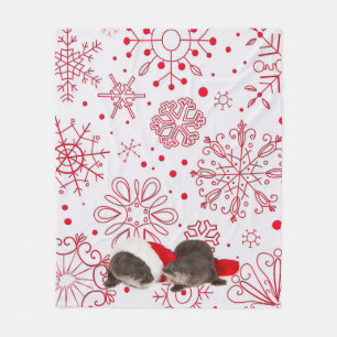 Christmas otter Fleece Blanket, Medium Blanket