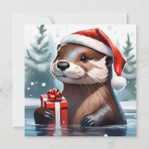 Christmas Otter Greeting Card