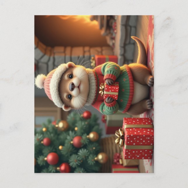 Christmas Otter Postcard (Front)