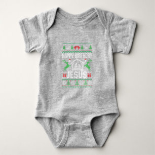 Christmas Outfit Happy Birthday Jesus Holiday Ugly Baby Bodysuit