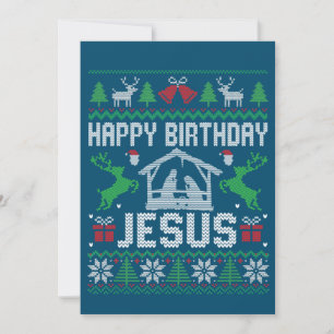 Christmas Outfit Happy Birthday Jesus Holiday Ugly Invitation