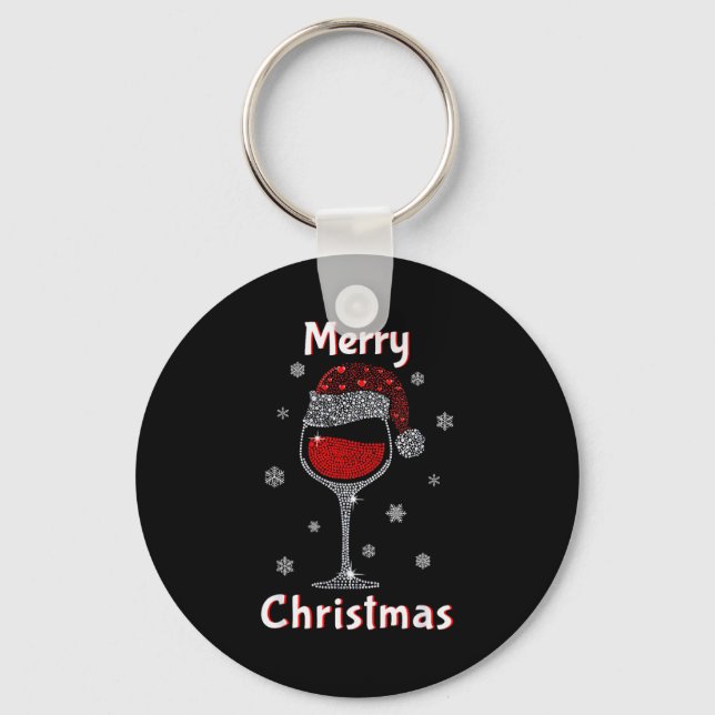 Christmas Outfit Women Wine Gl Funny Christmas  Keychain (Front)