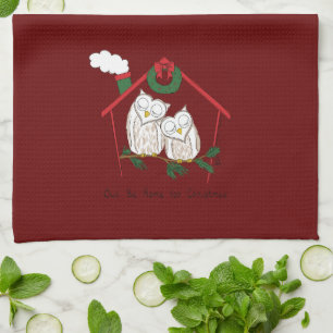 Christmas Owl Be Home Cute Kitchen Towel