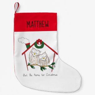 Christmas Owl Be Home Cute Small Christmas Stocking