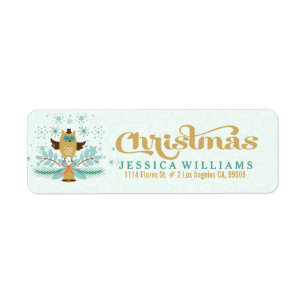 Christmas Owl, Bell And Wreath Design