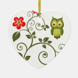 Christmas Owl Ceramic Ornament