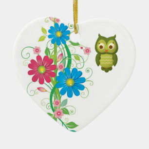 Christmas Owl Ceramic Ornament