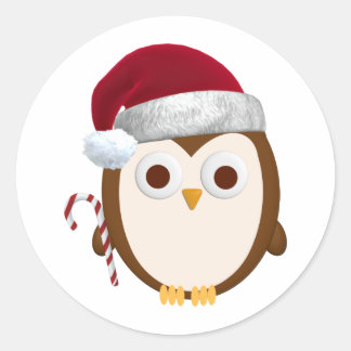 Christmas Owl Classic Round Sticker