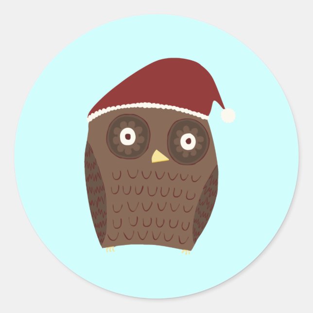Christmas Owl Classic Round Sticker (Front)