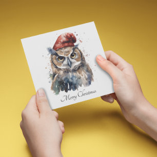 Christmas Owl, customizable Invitation