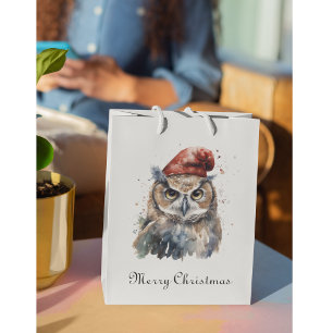 Christmas Owl, customizable Medium Gift Bag