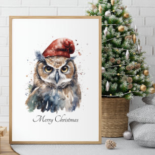 Christmas Owl, customizable Poster